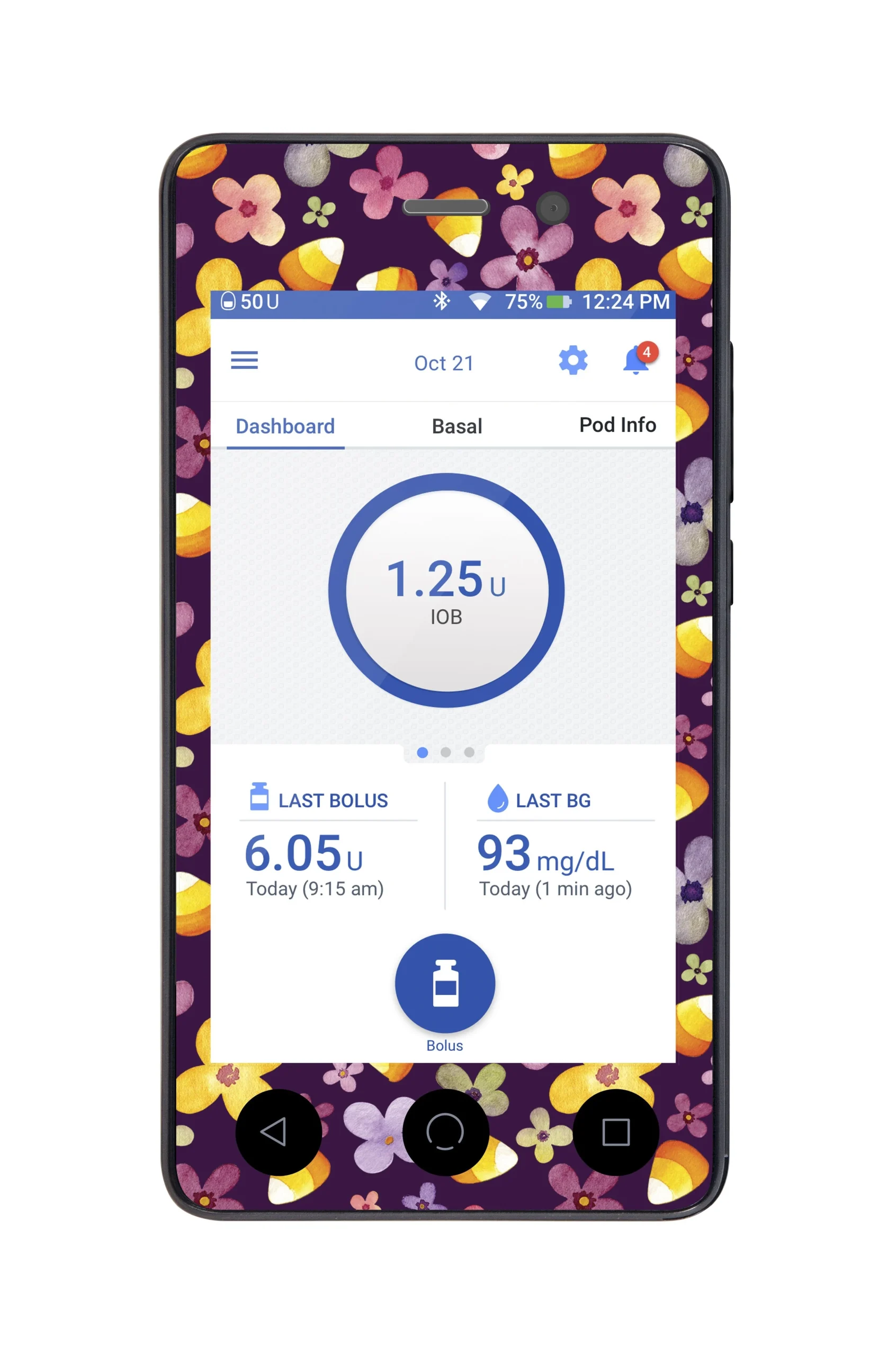Purple Floral Sticker for Omnipod DASH PDM – Pump Peelz