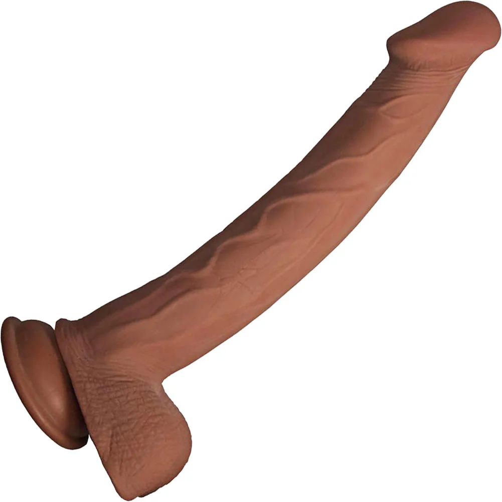 Realcocks Dual Layered Dildo with Suction Cup Base, 11", Mocha