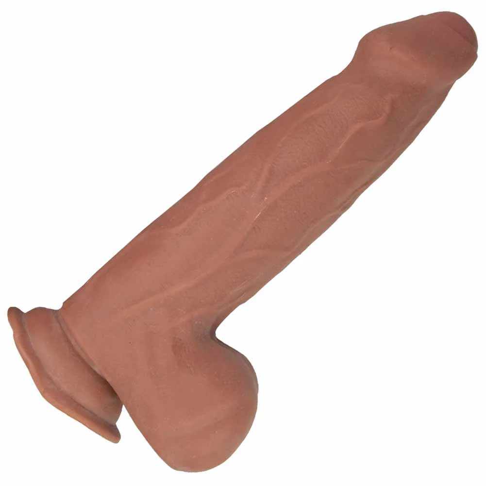 Realcocks Dual Layered Uncut Slider Thick Shaft Dong, 9.25", Mocha
