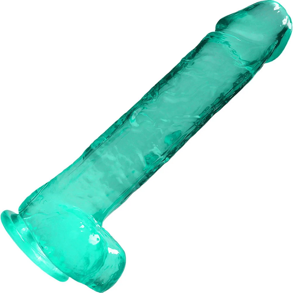 RealRock Crystal Clear Realistic Dildo with Balls, 10", Turquoise