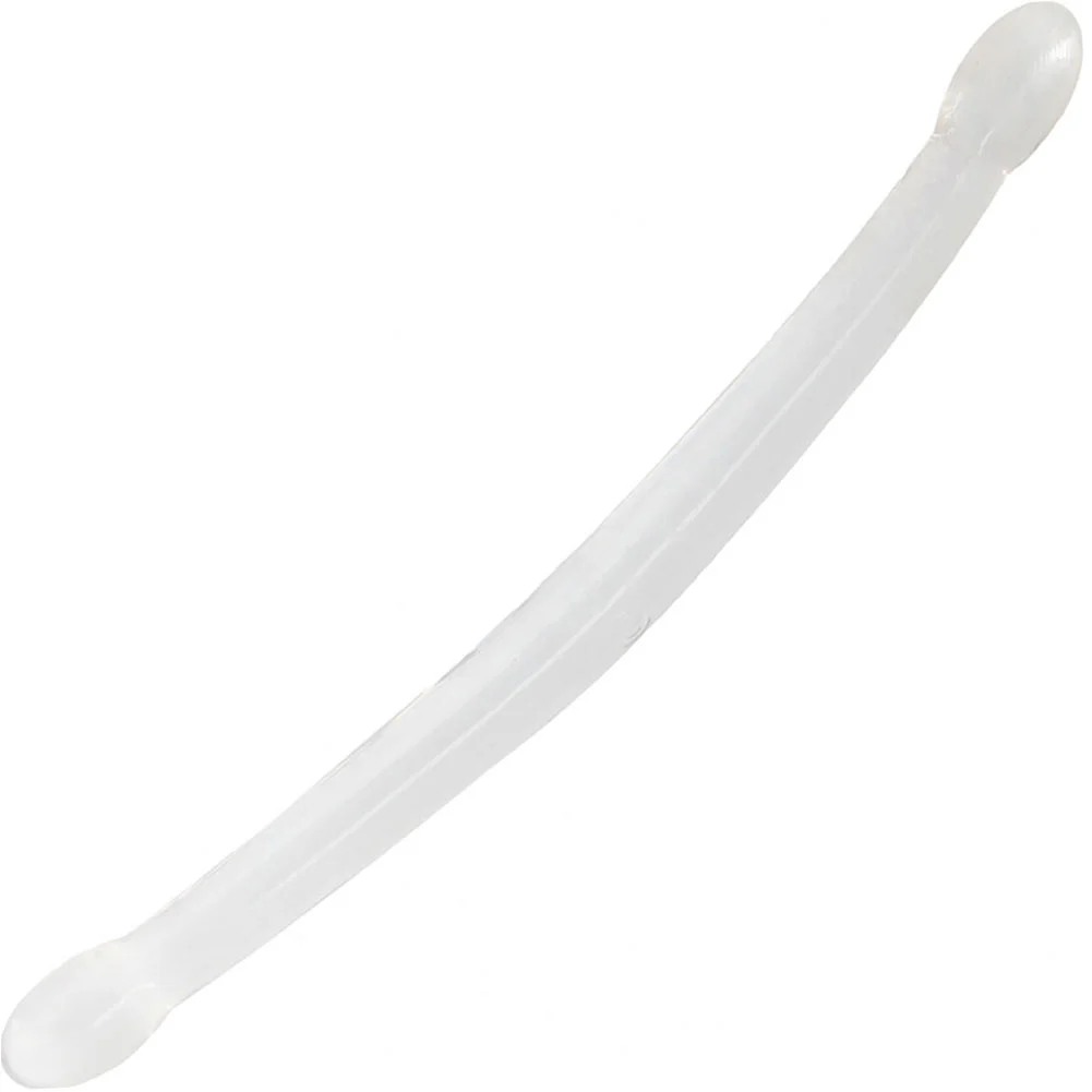 RealRock Crystal Clear Smooth Double Dong, 17", Clear