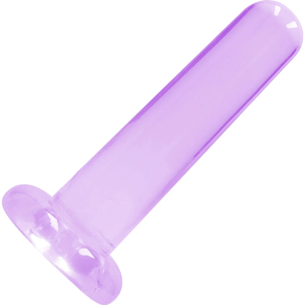 RealRock Crystal Clear Straight Dildo with Suction Cup, 5", Purple