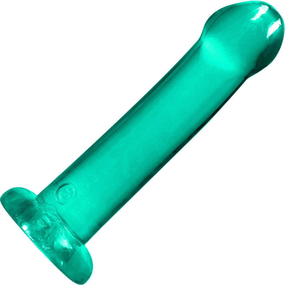 RealRock Crystal Clear Thick Top Dildo with Suction Cup, 7", Turquoise