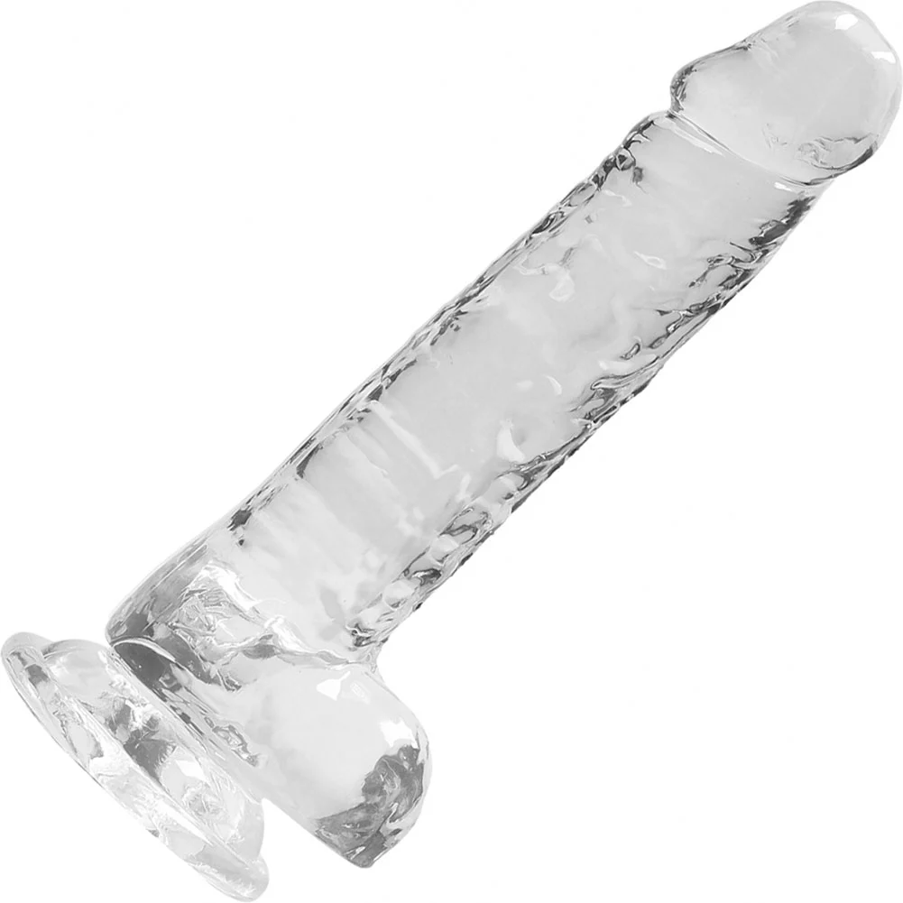 RealRock Realistic Crystal Clear Dildo with Balls, 7", Clear