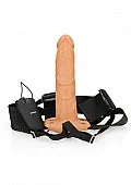 REALROCK VIBRATING HOLLOW STRAP ON WITHOUT BALLS 8 INCH
