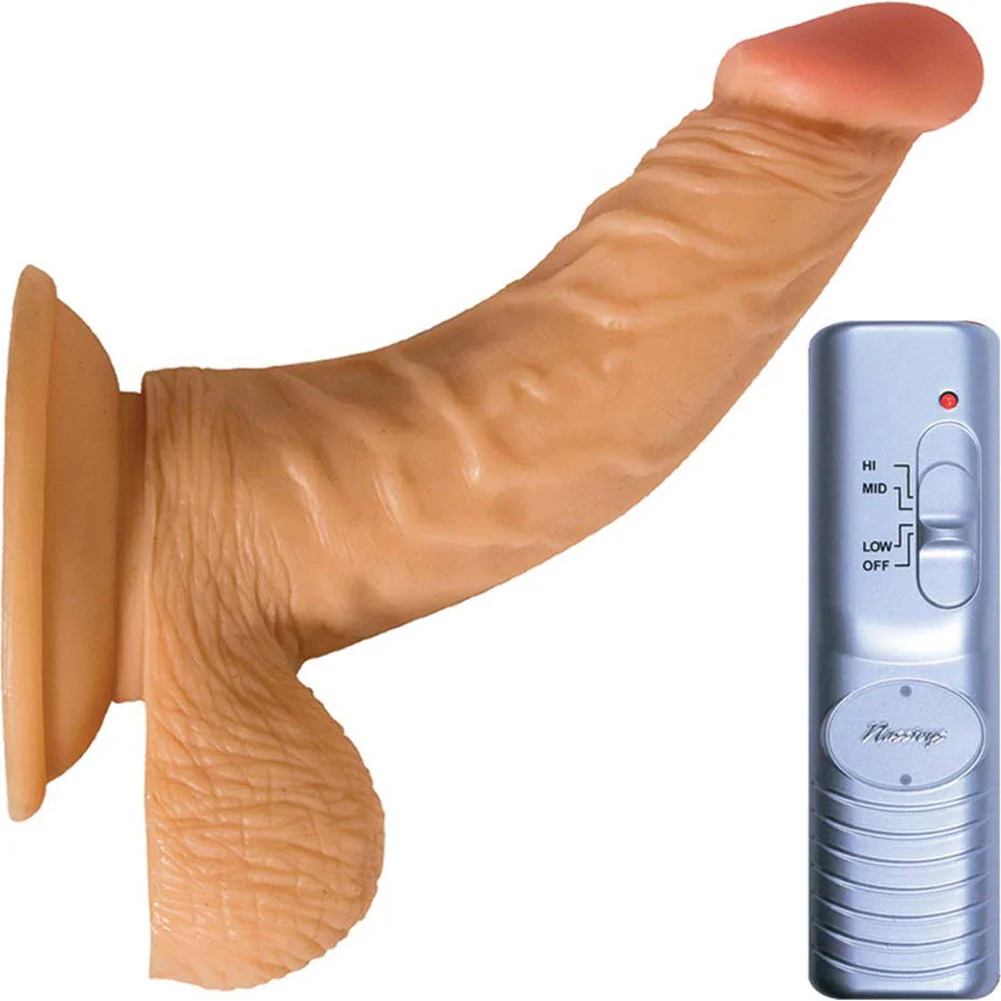 RealSkin All American Whoppers Curved Flexible Vibrator, 7", Vanilla