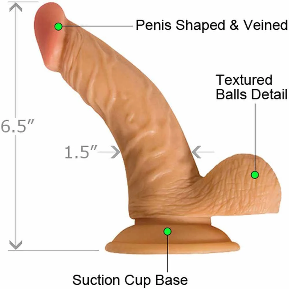 RealSkin All American Whoppers Flexible Ballsy Dong, 6.5", Vanilla