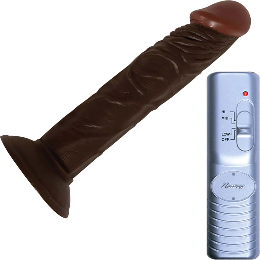RealSkin All American Whoppers Super Flexible Vibrating Dildo, 7", Ebony