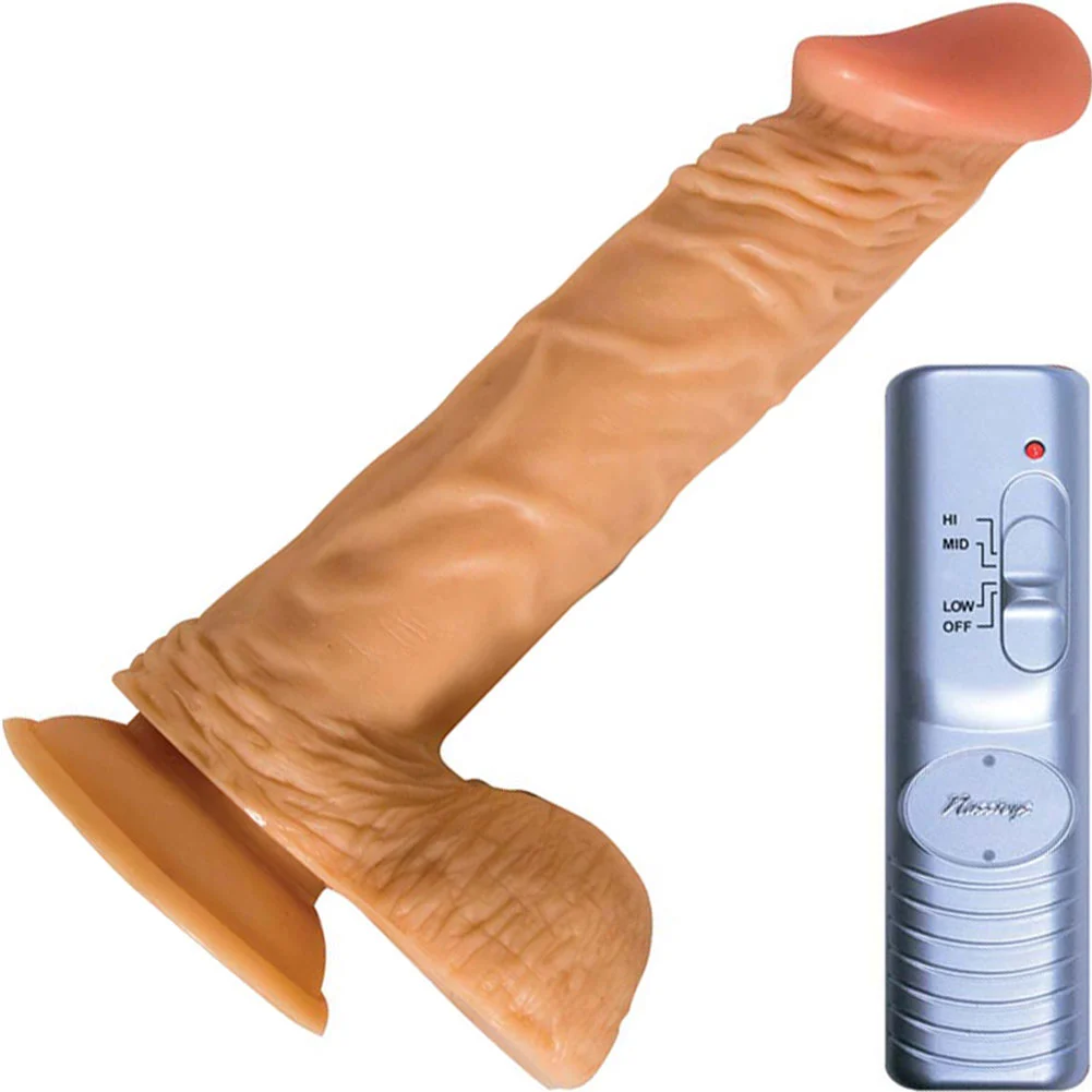 RealSkin All American Whoppers Vibrating Dong with Balls, 8", Vanilla