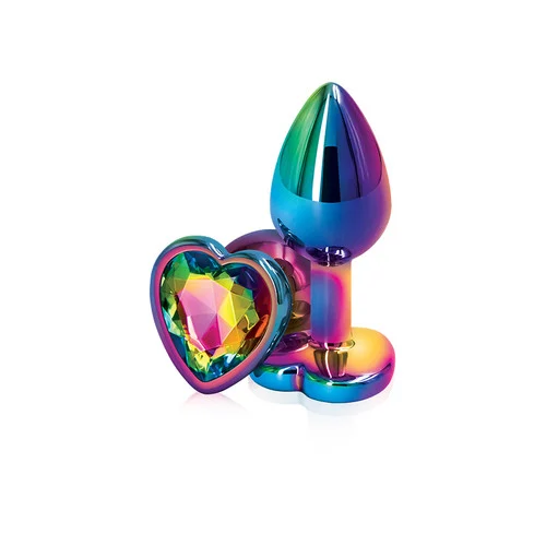 Rear Assets Multi-Color Rainbow Heart Aluminum Anal Plug