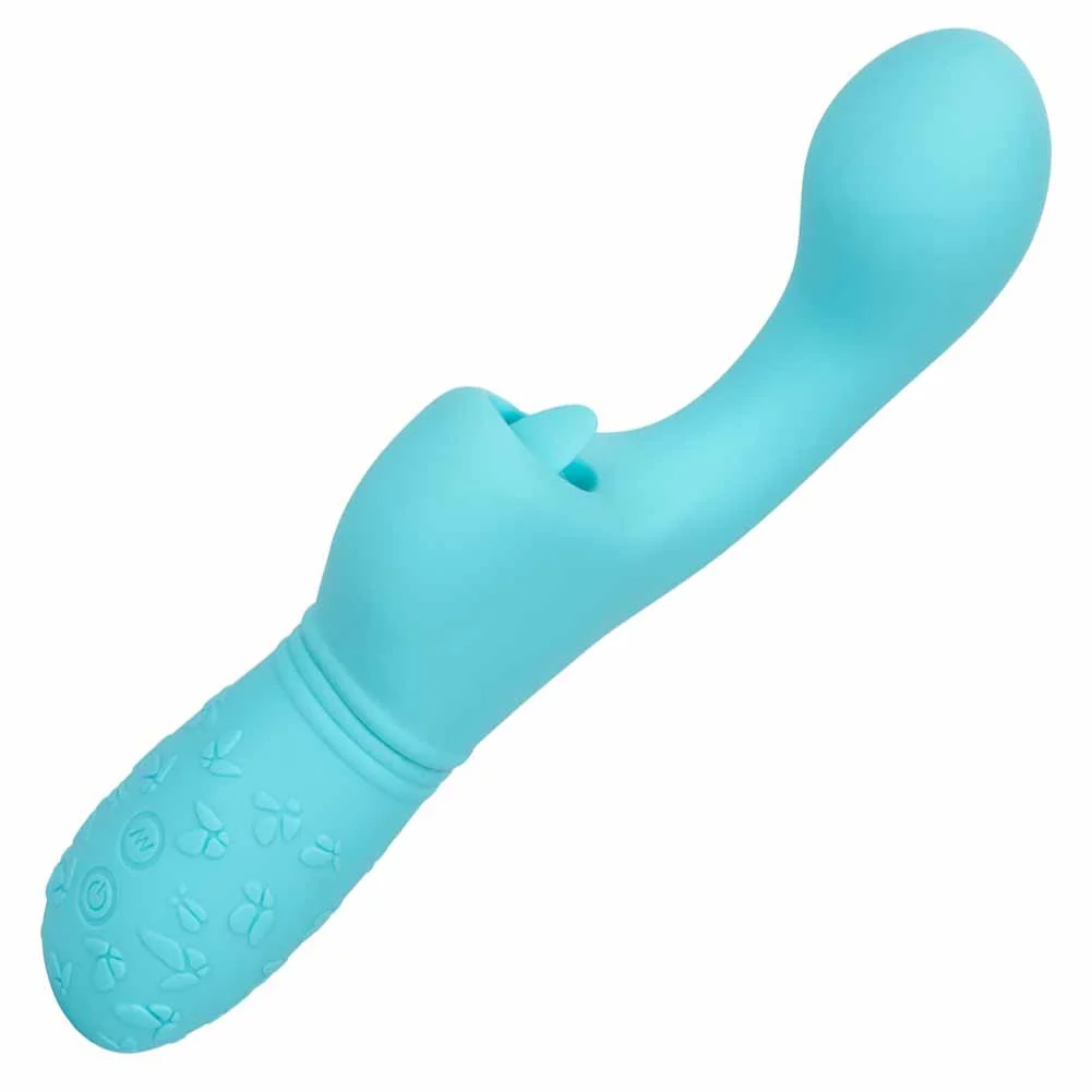 Rechargeable Butterfly Kiss Flicker Silicone G-Spot Massager, 7.5", Blue