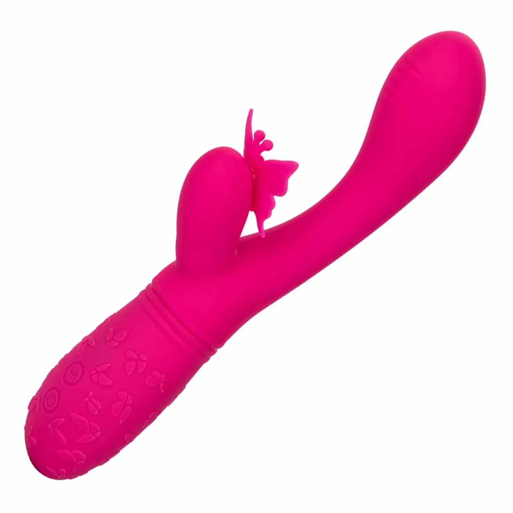 Rechargeable Butterfly Kiss Flutter Silicone G-Spot Massager, 7", Pink