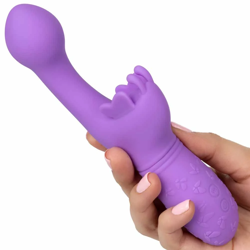 Rechargeable Butterfly Kiss Vibrator with Fluttering Wings, 7.5", Purple