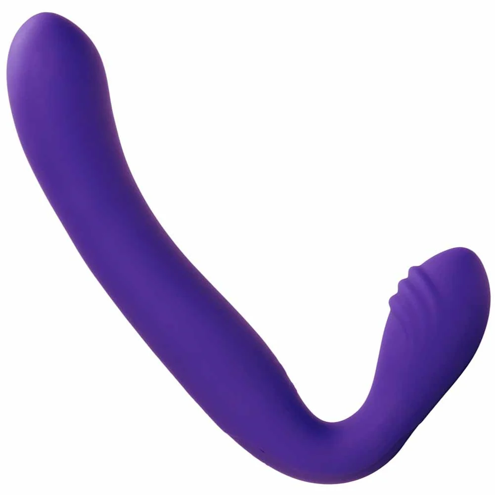 Rechargeable Vibrating Silicone Love Rider Strapless Strap-On, 8", Purple
