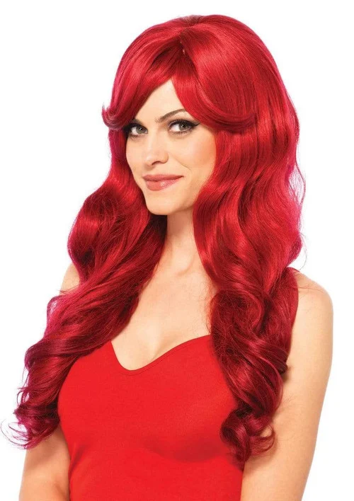 Red 27 Inch Long Wavy Wig