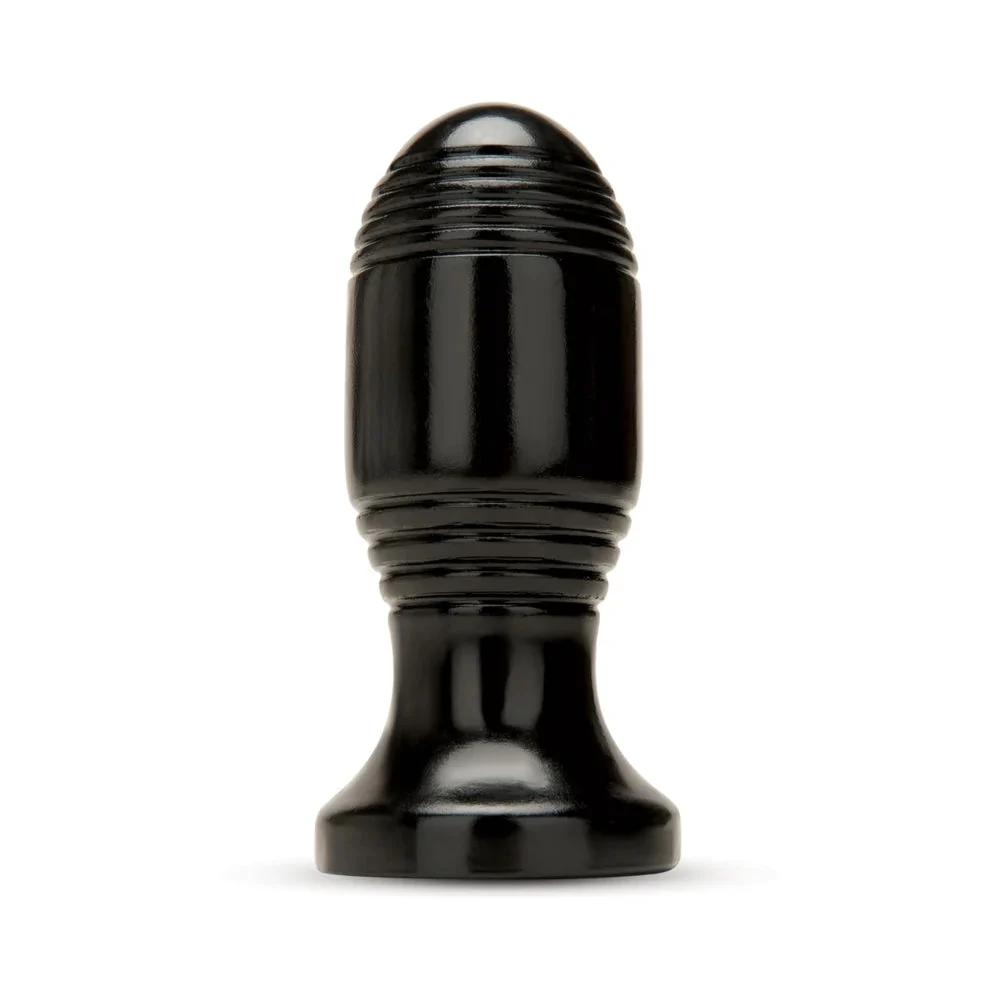Red Ribbed Butt Plug, Black