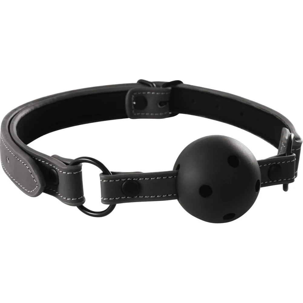 Renegade Bondage Classic Breathable Ball Gag, 1.6" Ball, Black
