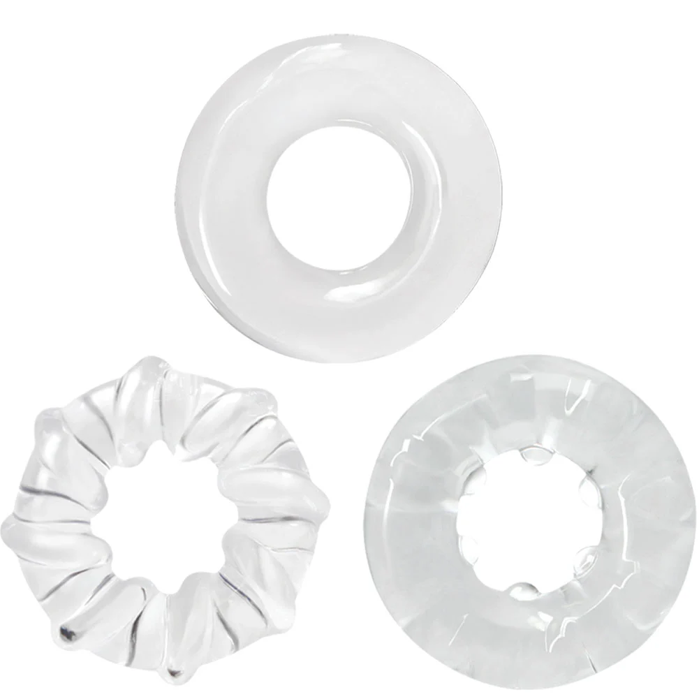 Renegade Dyno Rings Super Stretchable Penis Rings Set of 3, Clear