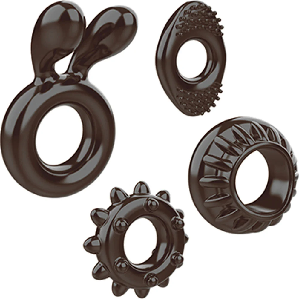 Ring My Bell Penis Rings Set of 4, Black