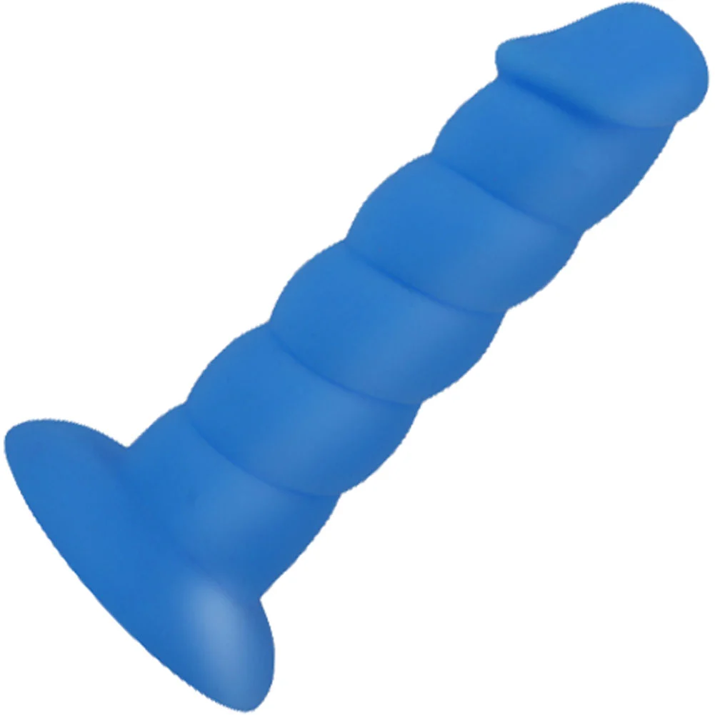 Rock Candy Sugar Daddy Silicone Dildo, 5.5", Blue