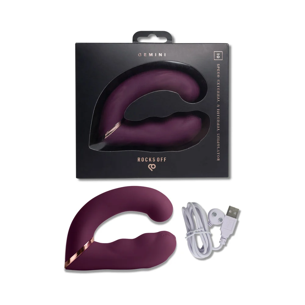 Rocks-Off Gemini Dual Stimulator Burgundy