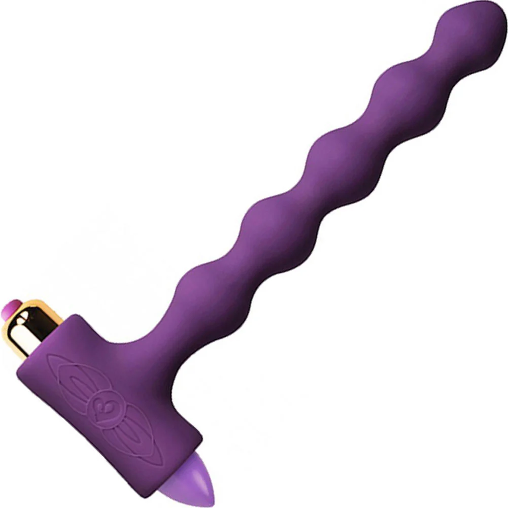 Rocks-Off Petite Sensations Pearls Vibrating Anal Plug, 6.75", Purple