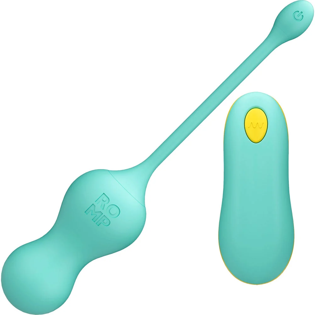 Romp Cello Remote Controlled Silicone G-Spot Egg Vibrator, 3.25", Light Teal