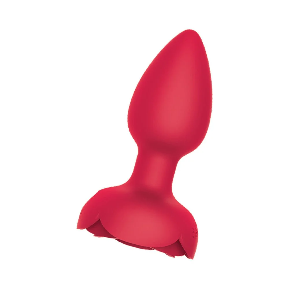 Rose Bud Tushy Light-Up Silicone Butt Plug Red