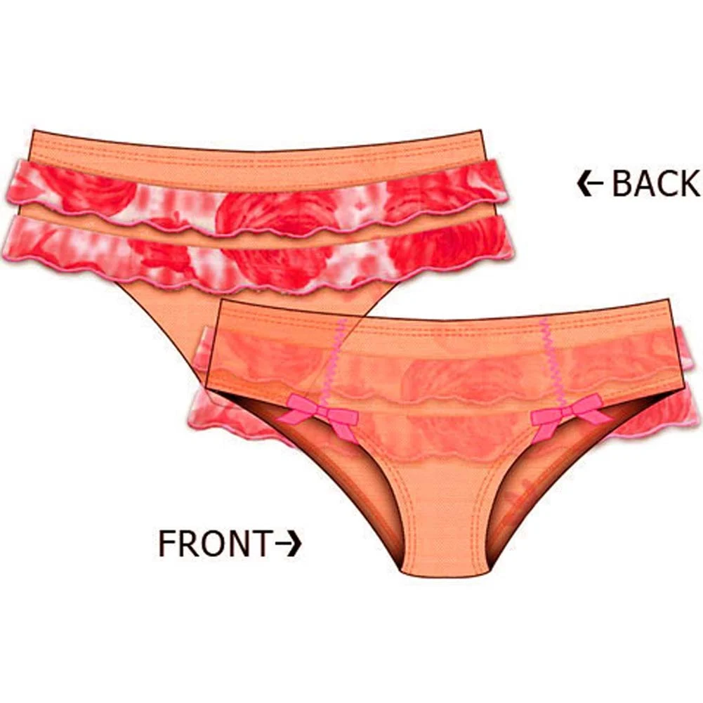 Rose Garden Cheeky Bikini with Ruffled Rear, Small, Orange
