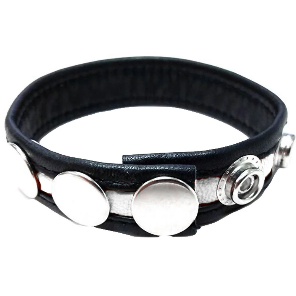 Rouge Adjustable 3 Snap Leather CockStrap, Black/White