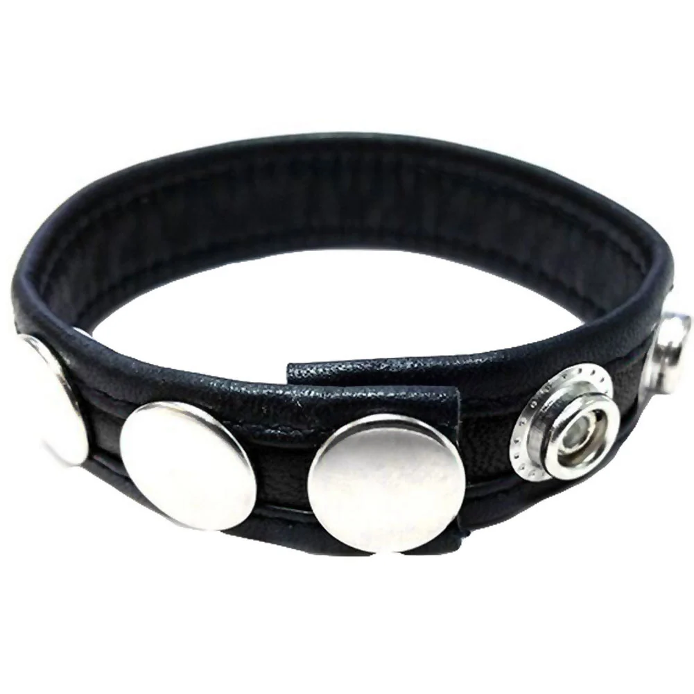 Rouge Adjustable 3 Snap Leather CockStrap, Black