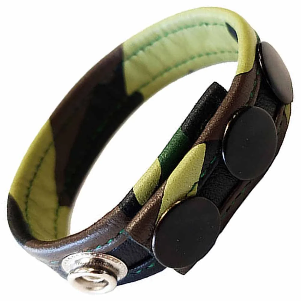 Rouge Adjustable 3 Snap Leather CockStrap, Camouflage