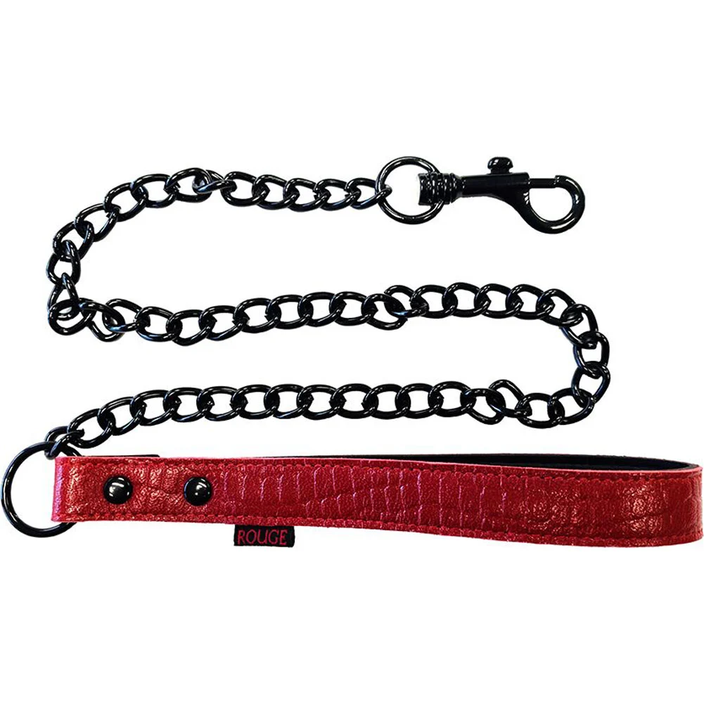 Rouge Anaconda Leather Leash, Burgundy/Black