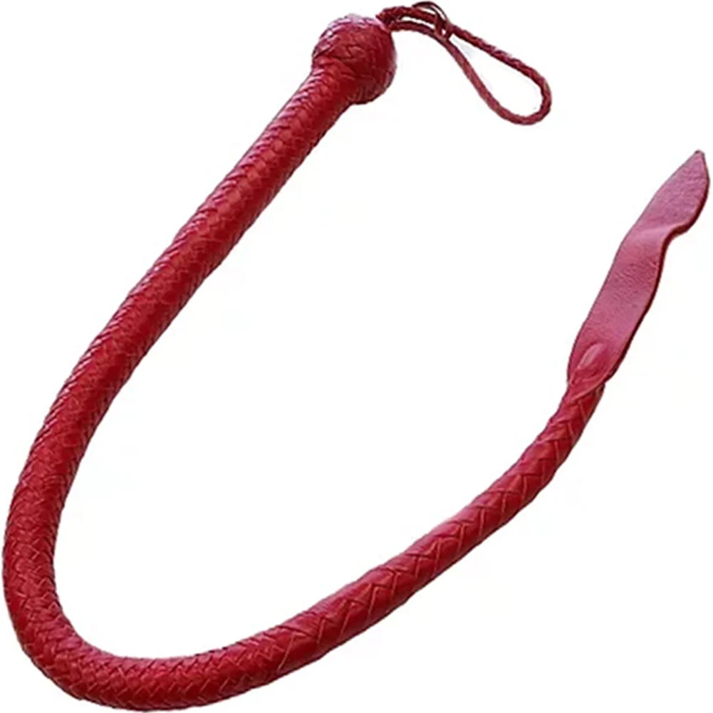 Rouge Devil Tail Leather Whip, 36", Red