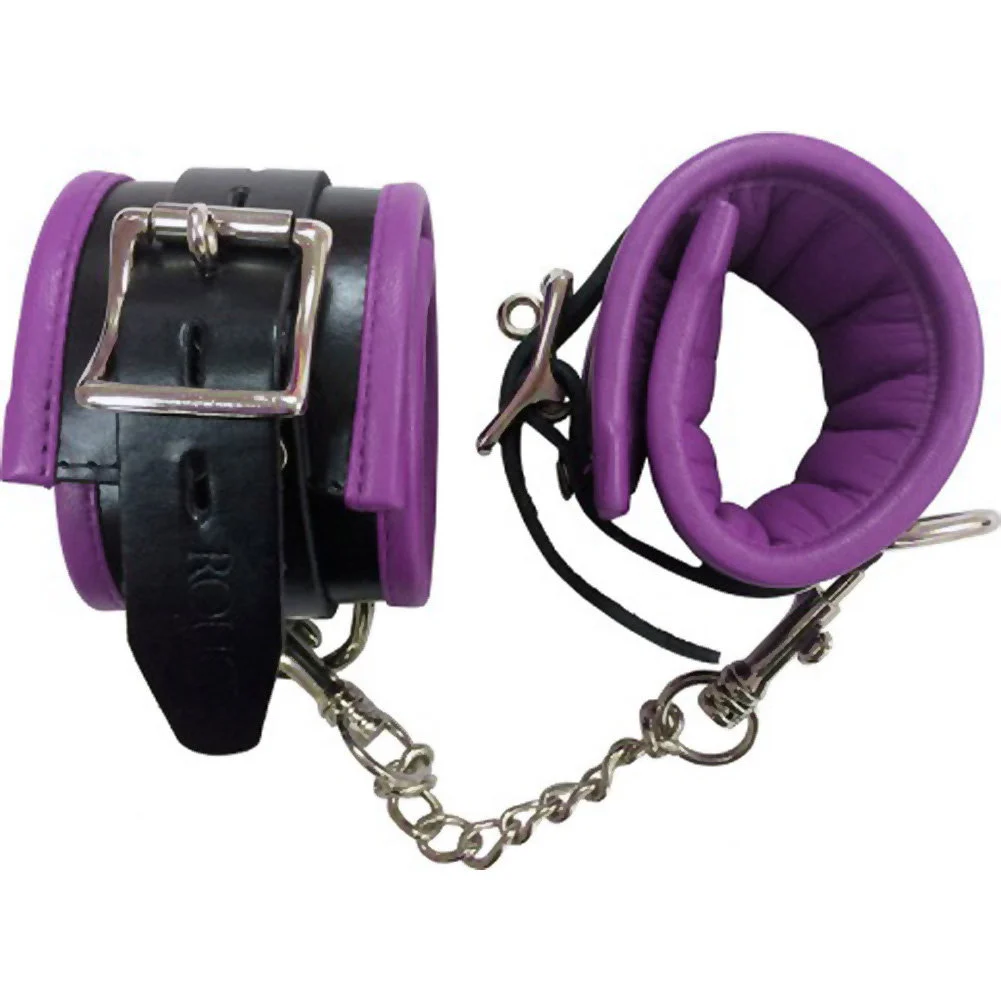 Rouge Garments Bondage Padded Ankle Cuffs, Purple/Black