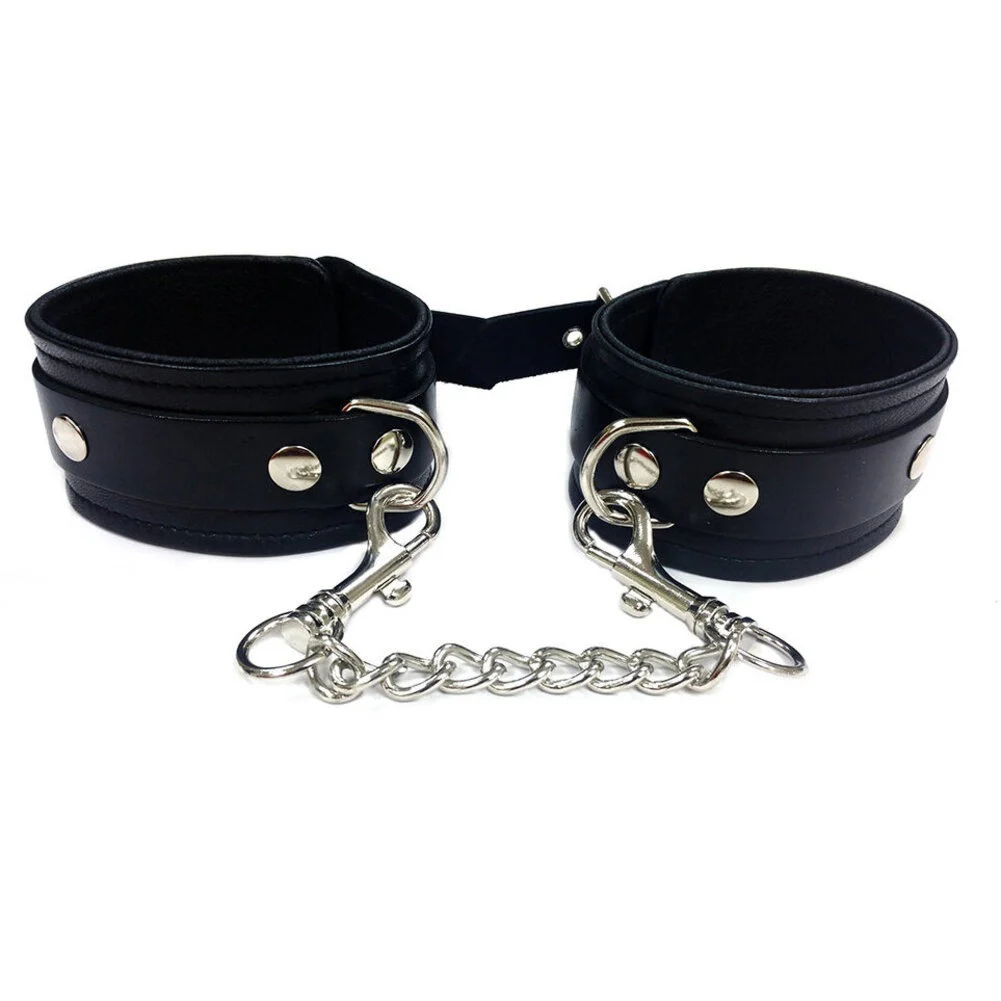 Rouge Garments Leather Ankle Cuffs, One Size, Black