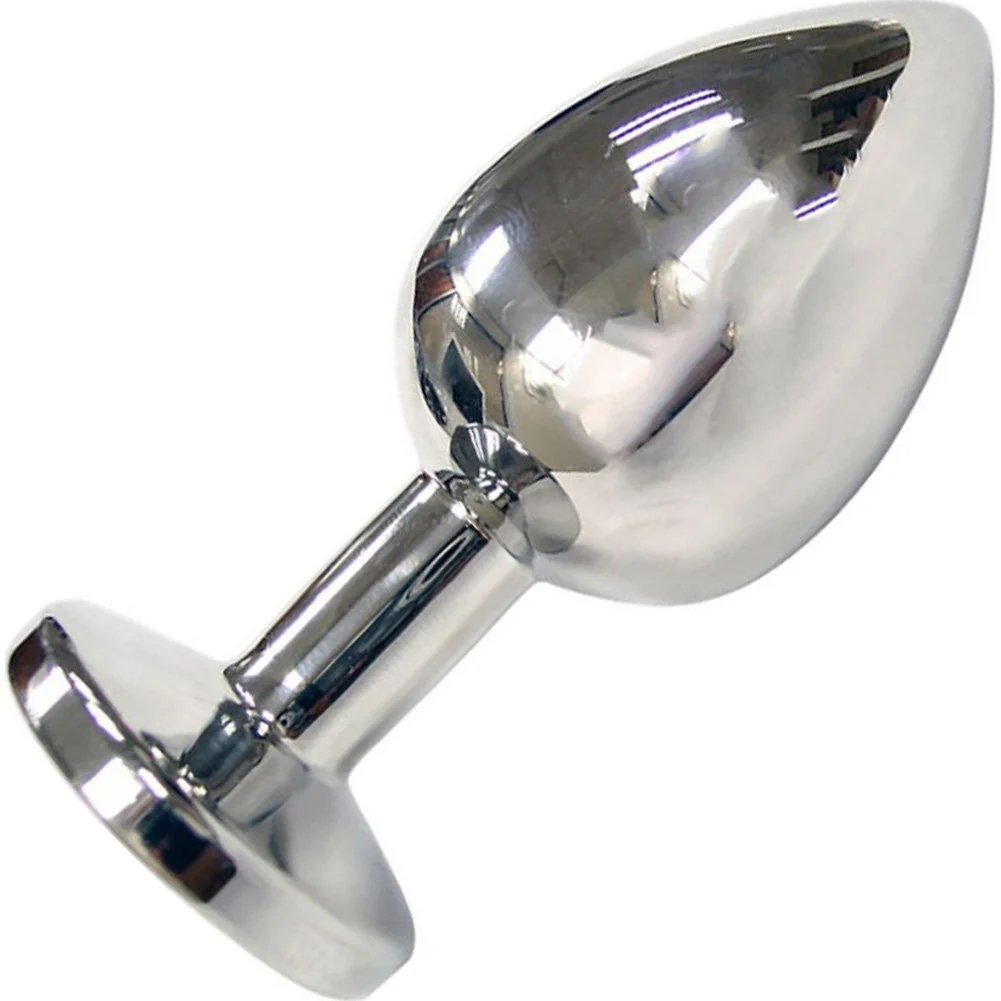 Rouge Garments Stainless Steel Smooth Butt Plug with Jewel, 4", Chrome