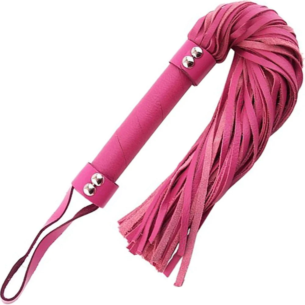 Rouge H Style Short Leather Flogger, 21", Pink