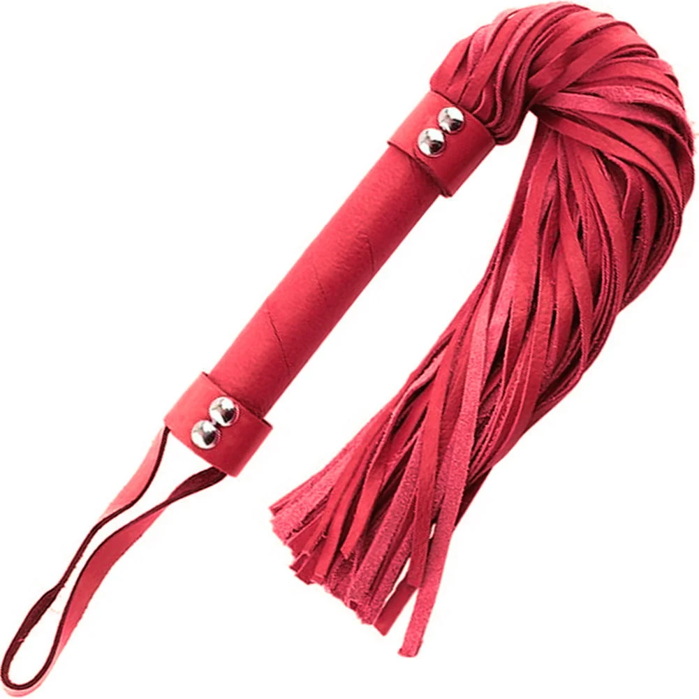 Rouge H Style Short Leather Flogger, 21", Red