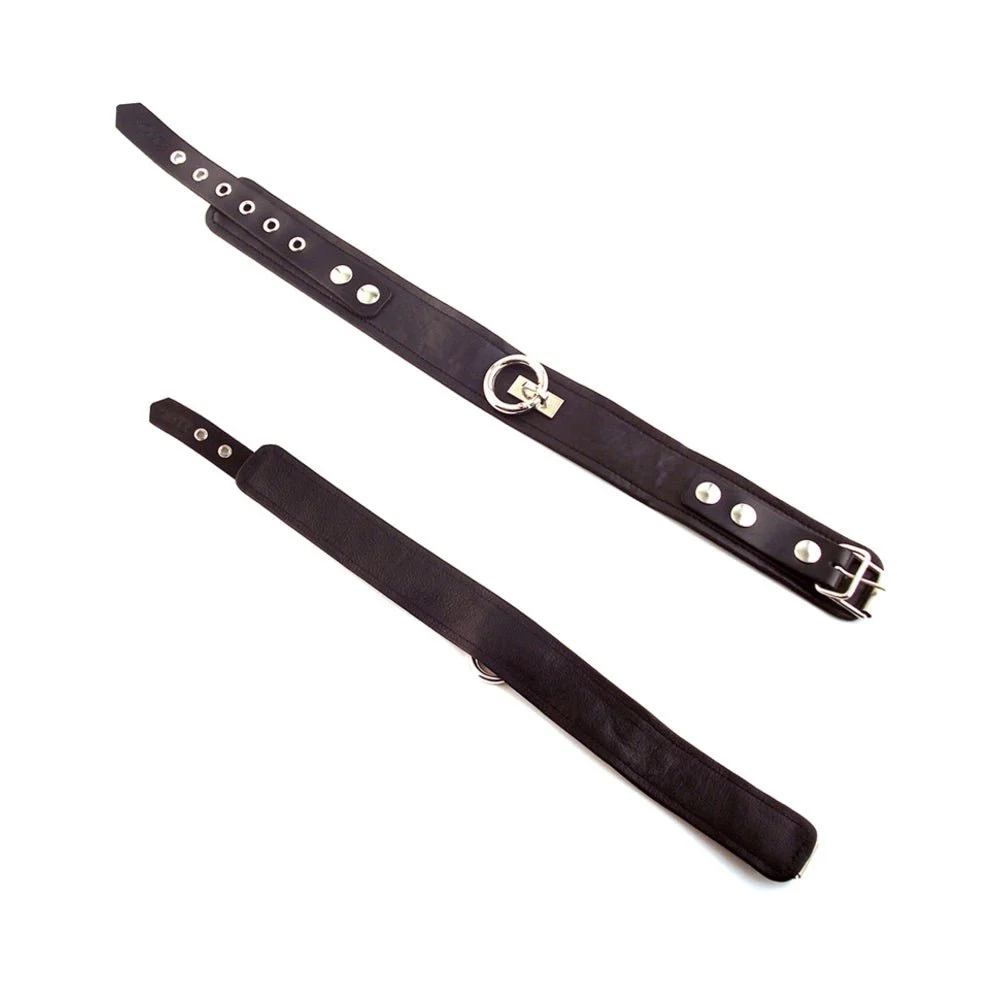 Rouge Leather Plain Collar 1 Ring Black