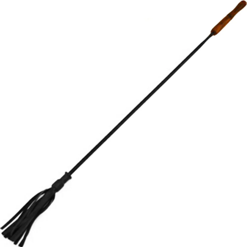 Rouge Leather Riding Crop with Wooden Handle, 23.5", Black