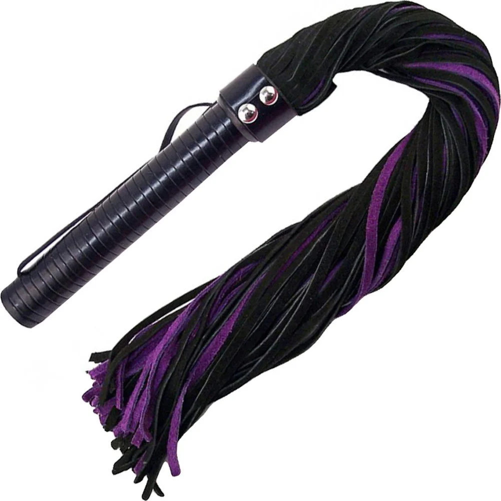 Rouge Suede Flogger with Leather Handle, 27", Purple/Black