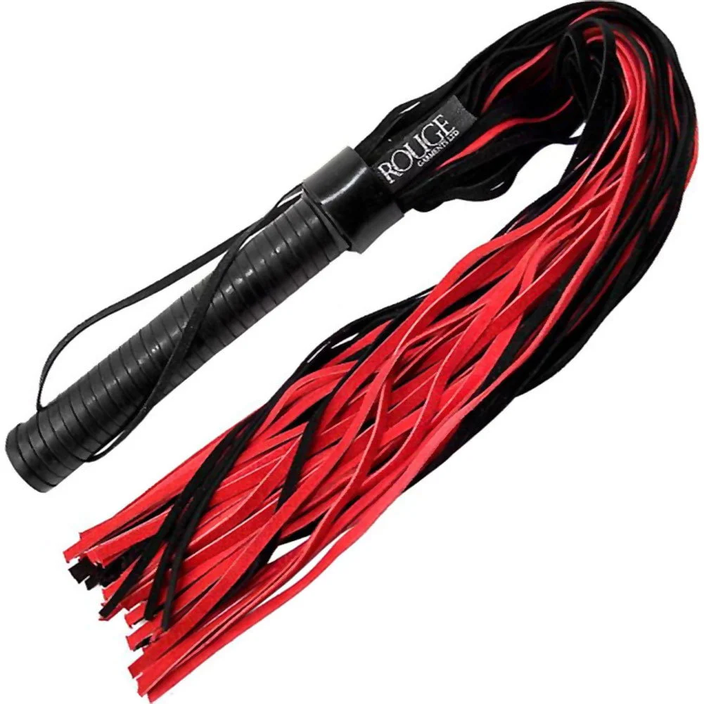 Rouge Suede Flogger with Leather Handle, 27", Red/Black