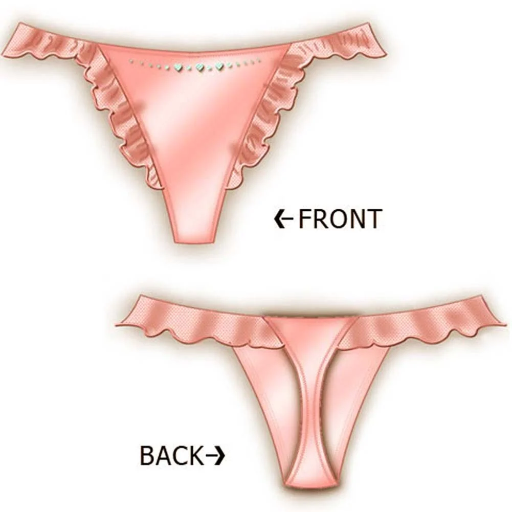 Royal Charm Ruffled Waist Thong, Medium, Pink
