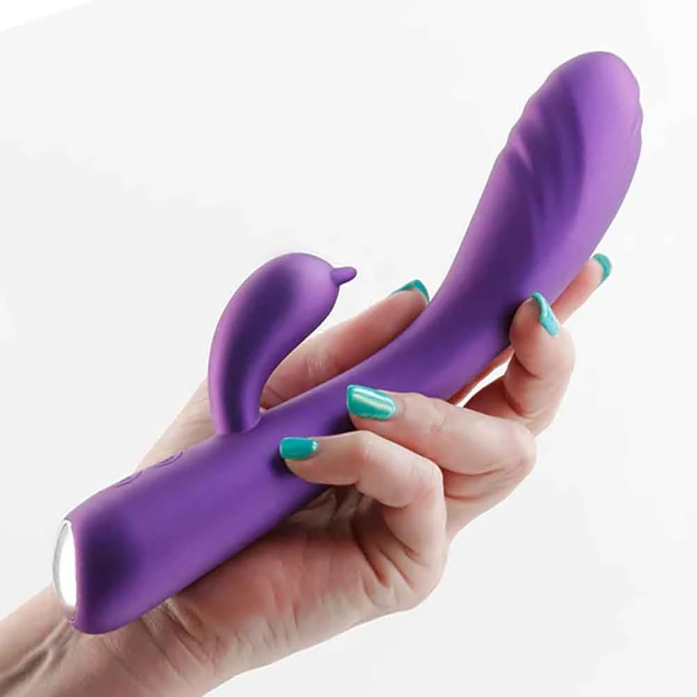 Royals Duchess Metallic Silicone Rabbit Vibrator, 8.4", Purple