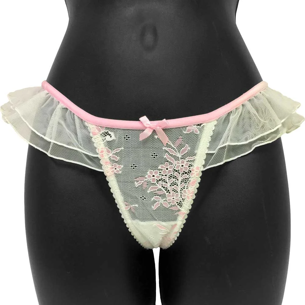Ruffled Fantasy Special Occasion Thong, Small, Ivory