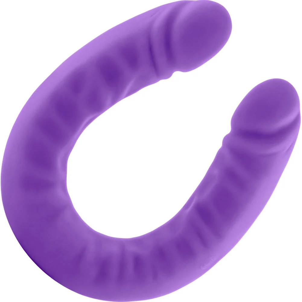 Ruse Silicone Slim Double Dong with Phallic Heads, 18", Purple