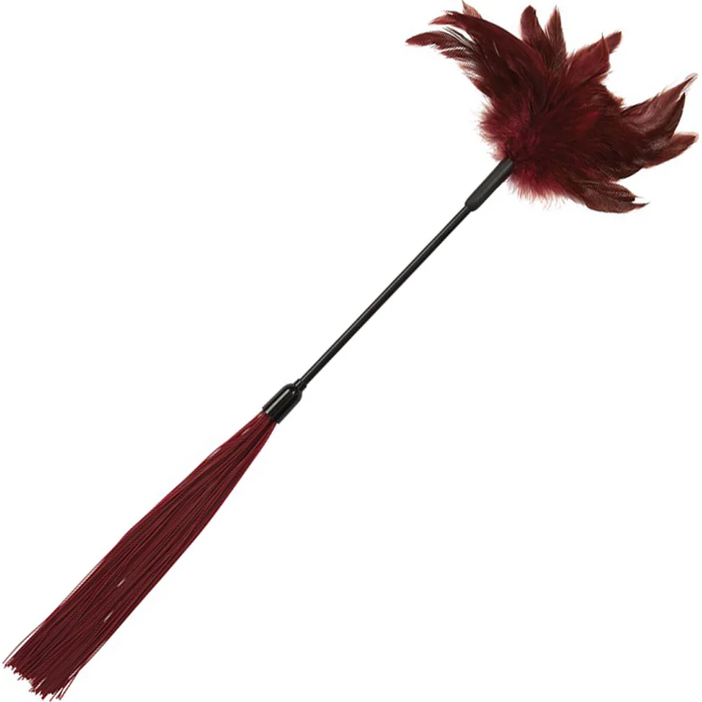 S&M Enchanted Feather Tickler, 22.5", Burgundy/Black