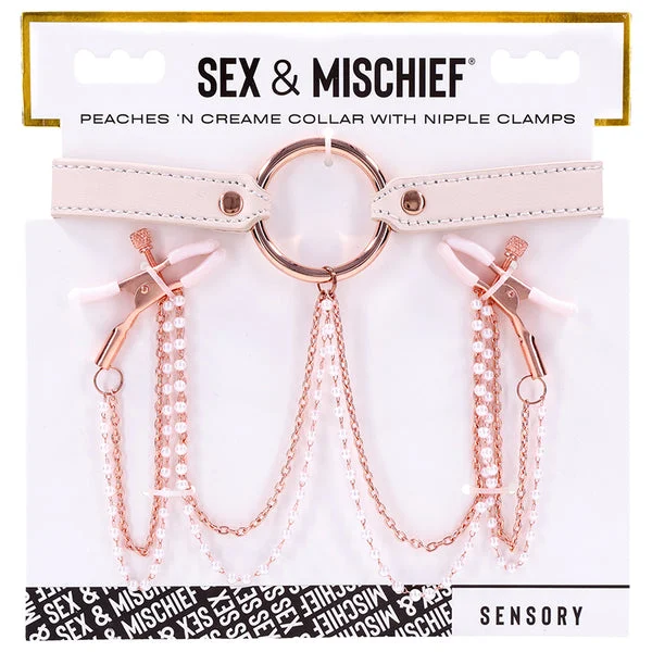 S&M Peaches 'n CreaMe Collar with Nipple Clamps