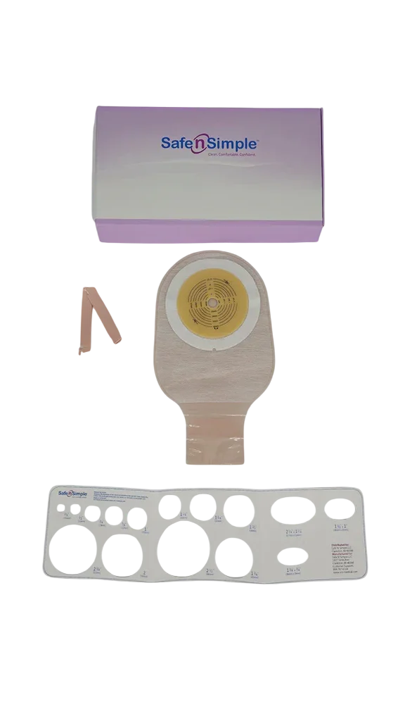 Safe N Simple 12″ Flat Cut-To-Fit Extended Wear Drainable 1-Piece Pouch with Filter & Tape Collar (80 Count)